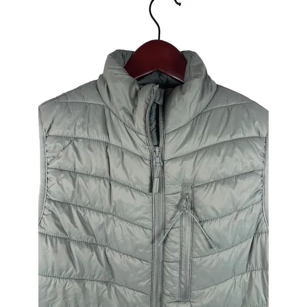 Eddie Bauer Puffer Vest Small‎ EB001794 Sage Green Quilted Zip Up Outdoor Hiking - Image 2