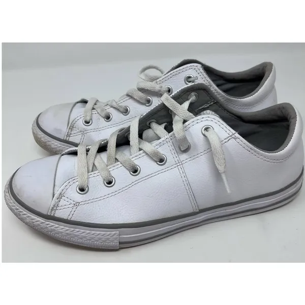 Converse All Star Junior Leather Sneaker Size‎ 6 Blue Spots on Left Side in Pic. - Image 2