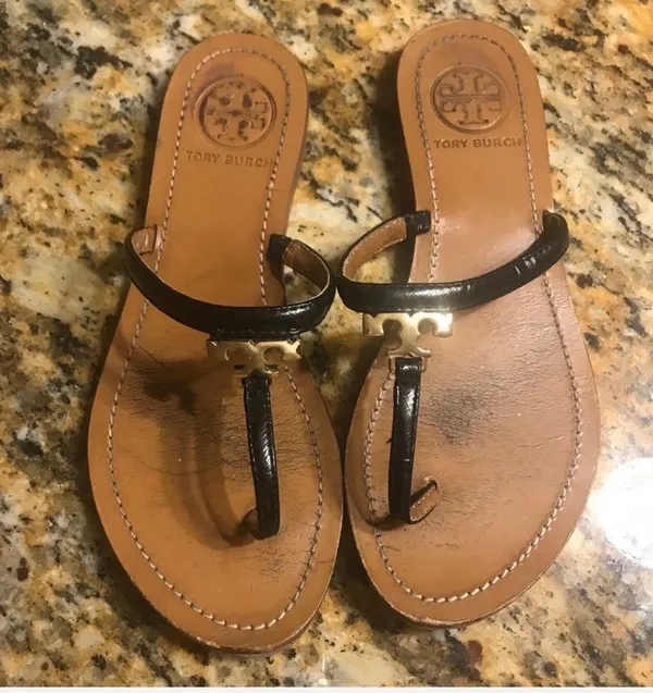 Tory Burch Black T Logo Flat Thong Sandal … - Image 2