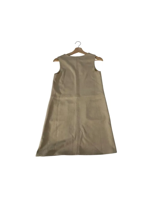 Max Studio Womens XS Faux Suede Mini Shift Dress Taupe Tan V Neck Pockets NWT - Image 6