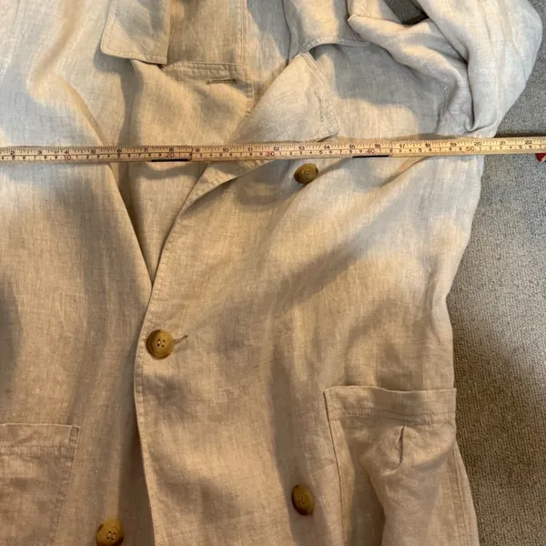 Avec Les Filles Oversized Light‎ Tan Linen Trench Coat Sz S Linencore Neutral - Image 13