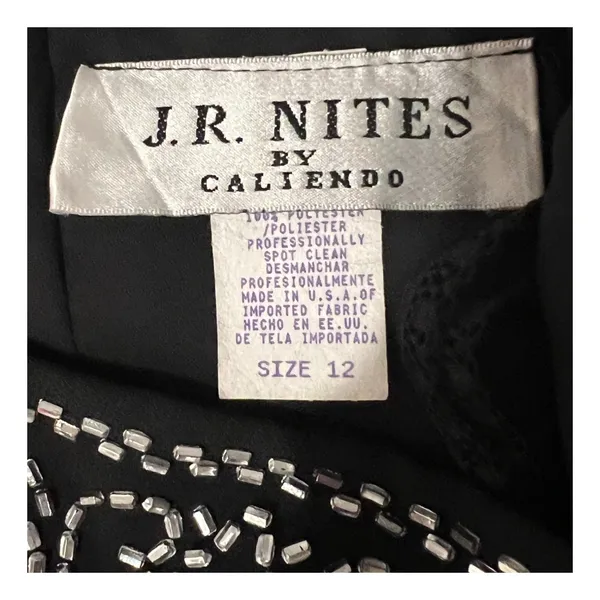 JR Nites Palazzo Pants Womens Size 12 Black Beaded Sheer Wide Leg Evening 1990s - Image 3