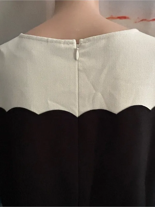 Loft Women’s Sleeveless Black Shift Dress Cream Scalloped Yoke Sz 8 NWT - Image 7