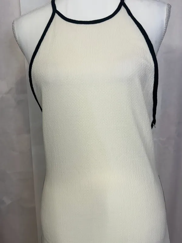 H&M White Halter Slip Dress with Black Trim - Image 4