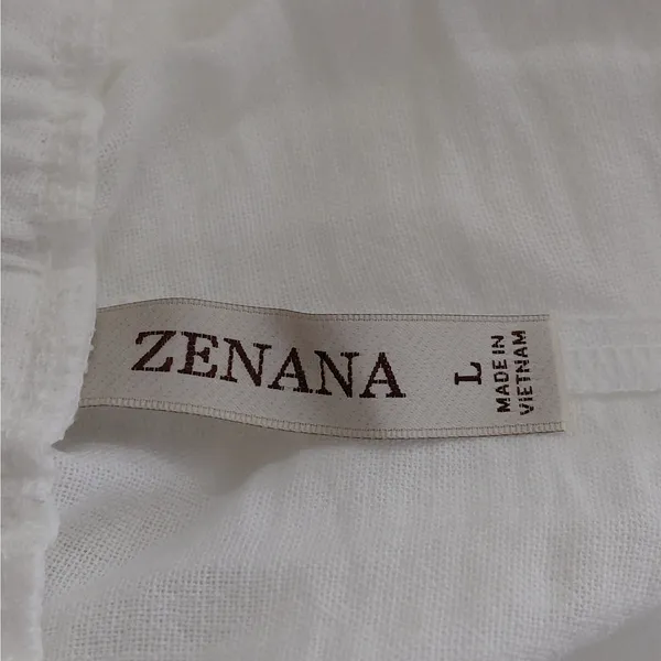 Zenana Women's Pants Size Large White Wide Leg Boho Festival Coastal Vacation - Image 7