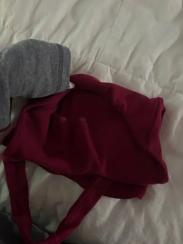 garage burgundy halter crop top tank - Image 2