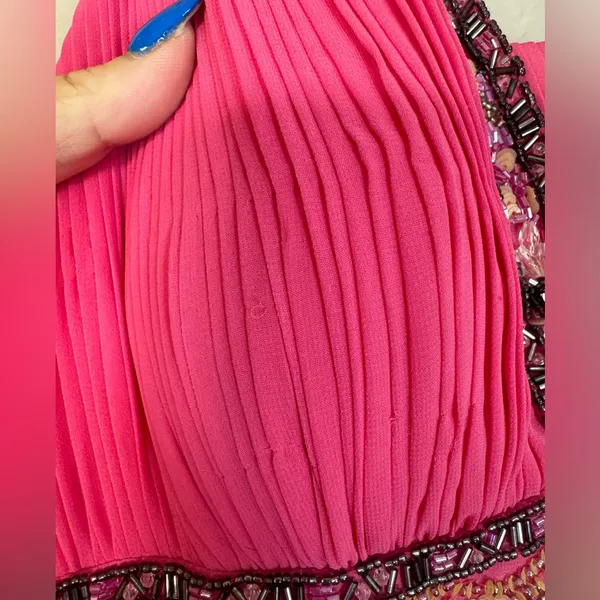 Sue Wong Nocturne Hot Pink Beaded Chiffon Gown size 6 - Image 16