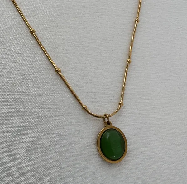 Green Crystal Pendant Necklace for Women - Image 2