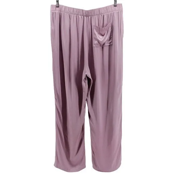 Soft Surroundings Lavender Satin Pocket Drawstring Pants Career Comfort Chic L - Image 4