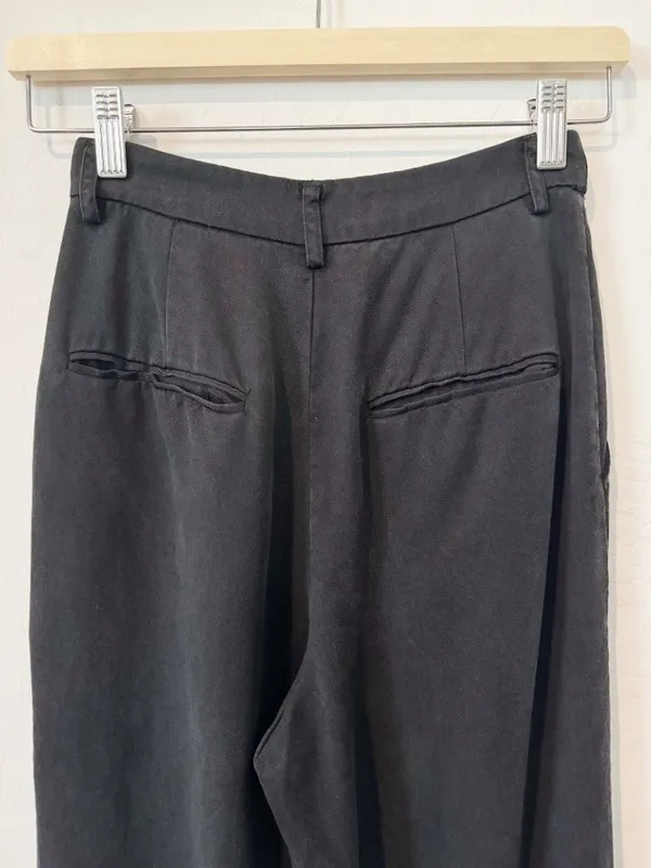 Reformation Petite Mason Pants Size 0 Faded Black Pleated Wide Leg Dark Academia - Image 11