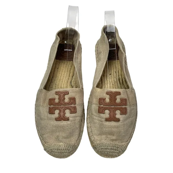 Tory Burch Weston Womens Canvas Logo Round Toe Slip On Espadrilles Flats Shoes 7 - Image 2