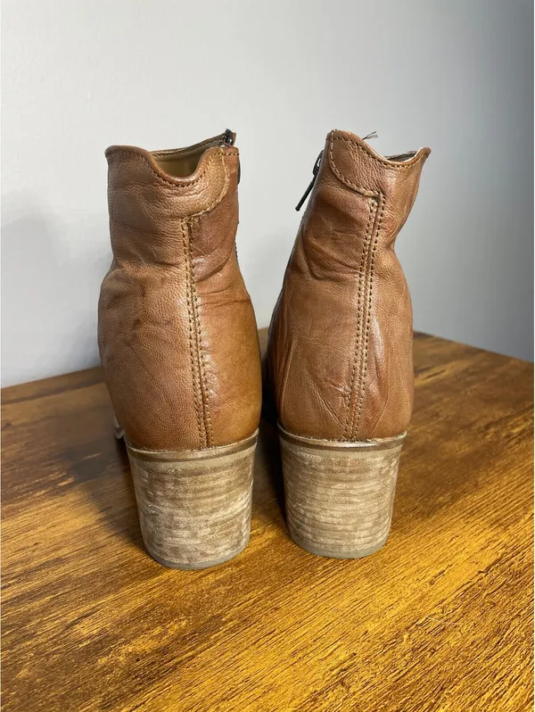 Diba True Hel Lina Tan Leather Vtg Boho Western Slouch Boots - Image 3