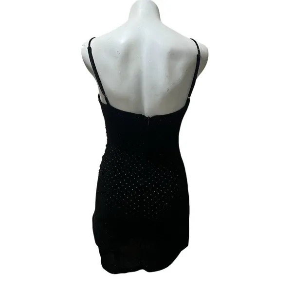 Lulus Women's Black Velvet Studded Bodycon Mini Dress Size S Party - Image 4