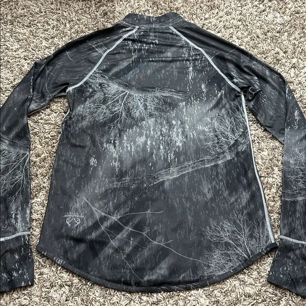 Realtree Fishing Pro Series Gray Woods Camo Long Sleeve Quarter Zip Top Sz S - Image 9