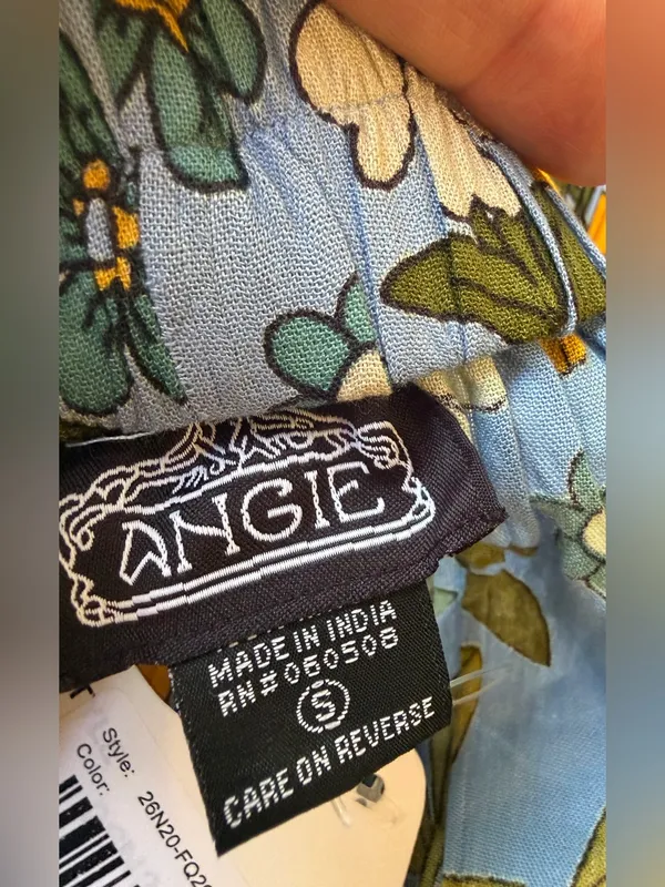 NWT Angie Blue Floral High Slit Tiered Maxi Skirt Boho Size Small - Image 5