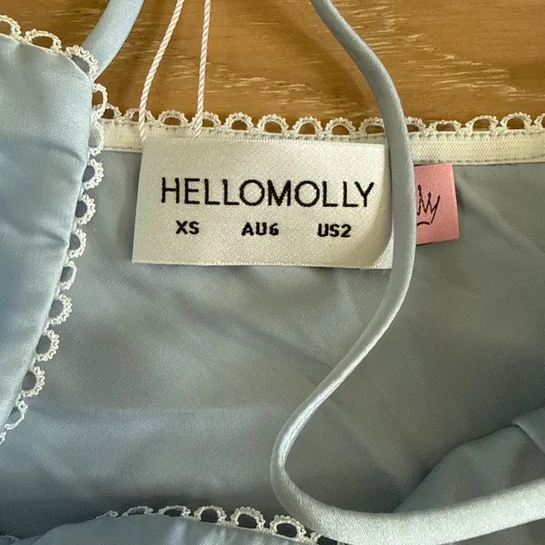 Hello Molly Kiss at Twilight Satin Pajama Top Size XS in Blue - Image 2