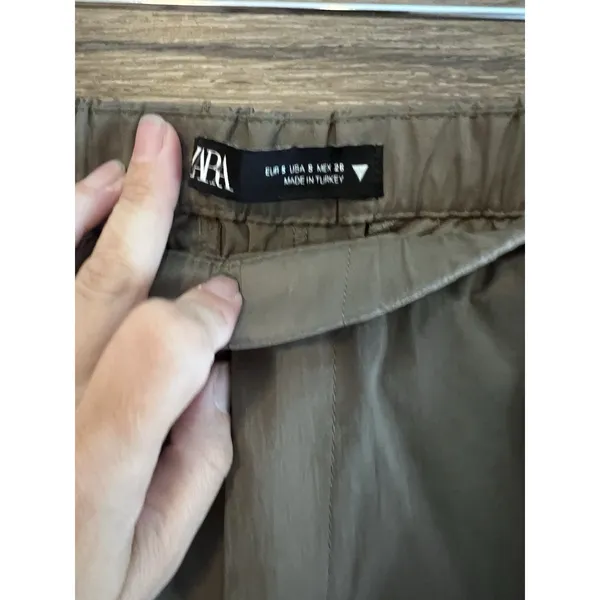 Zara Green Wide Leg Parachute Pants Women Small Balloon Cargo Style - Image 4