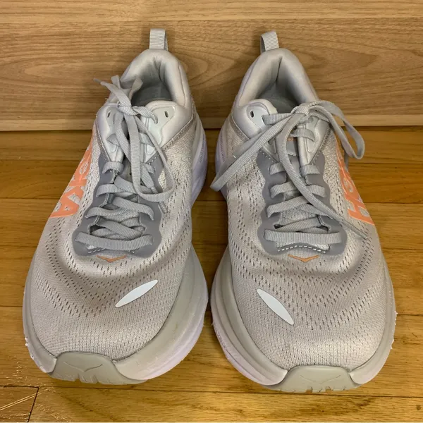 Hoka Bondi 8 Women's Sneakers in Gray - Size 8.5 Wide - Image 4