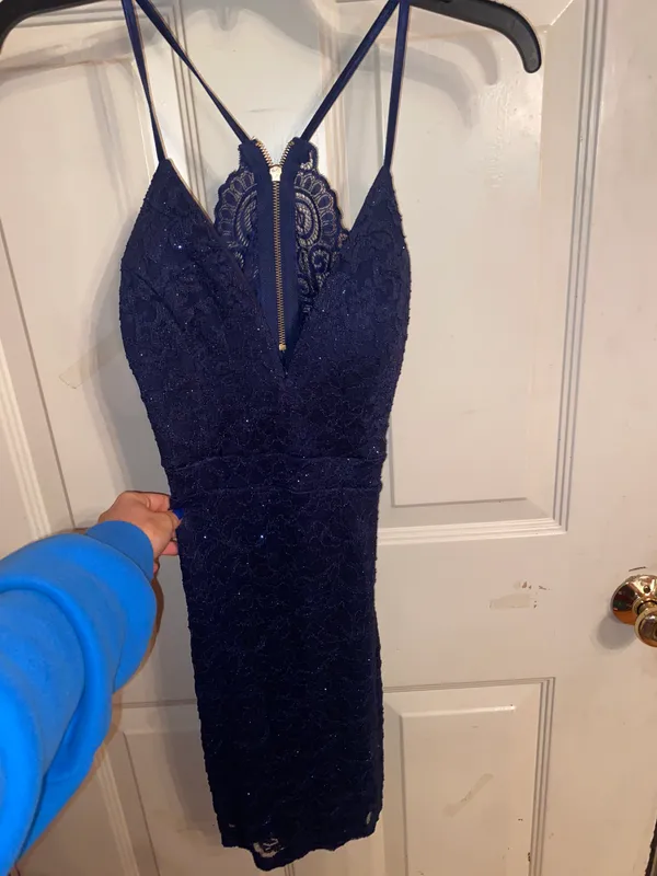 Navy Blue Lace Dress - Image 2