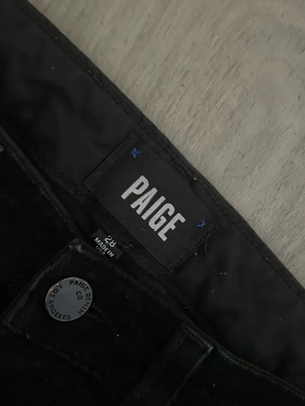 PAIGE Black Velvet Skinny Jeans with open Knee Seam - Image 3