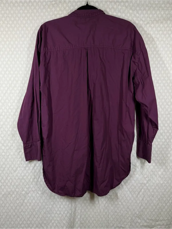 Anthropologie Maeve Dark Purple Bennett Button Down Long Sleeve Top - Image 7