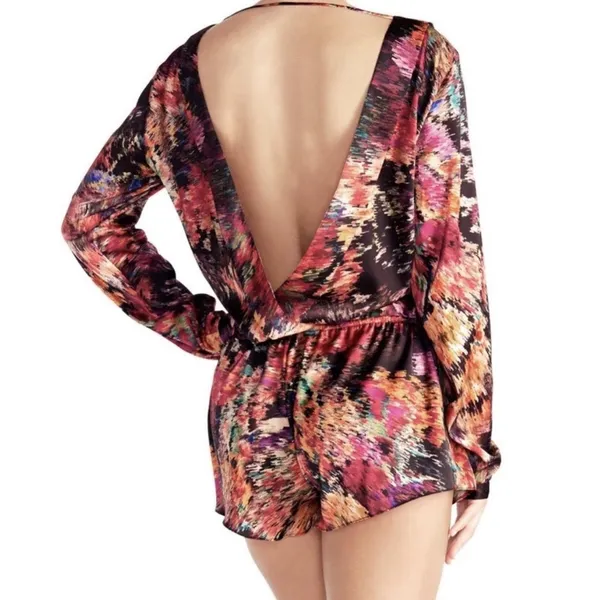 Naked Princess Lila Silk Romper Womens Large Abstract Floral Drawstring - Image 7