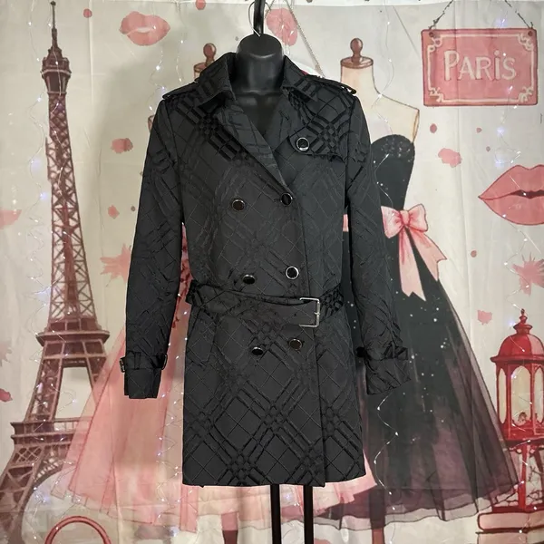 Calvin Klein Black Quilted Coat Jacked Double Breasted Women's Size M - Image 2
