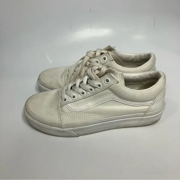 Vans old skool lace up sneakers all white size‎ 6 - Image 3