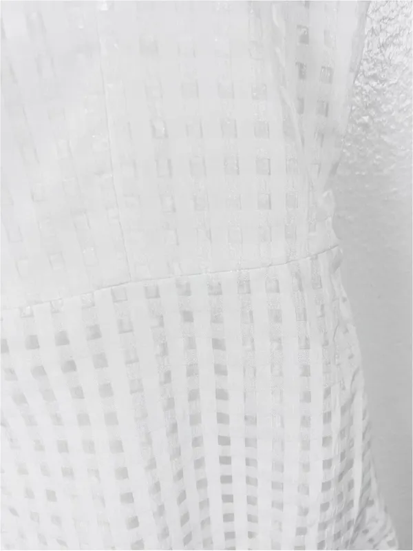 AMANDA UPRICHARD White Annalise Lined Back Zipper Flounce Hem Dress Medium - Image 9