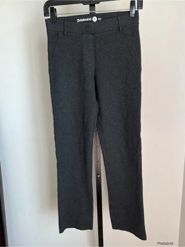 Betabrand Classic Dress Pant Yoga Pant | Straight Charcoal Grey Pants XS petite - Image 2