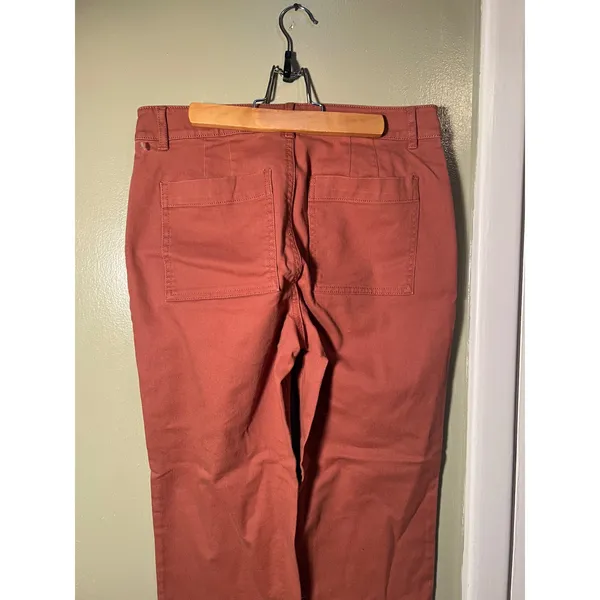 Loft Womens Size 4 Flare Wide-Leg Crop Jeans in Coral Pink Orange Stretch Cotton - Image 8