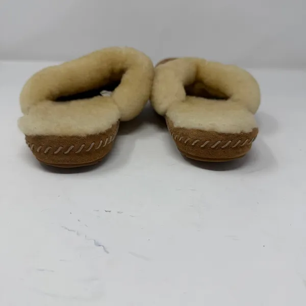 LL Bean Slip on Slide Slipper Scuff Shearling Suede Brown Womens Size 10 - Image 6