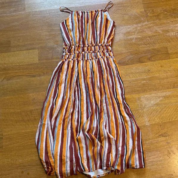 Frame Denim Striped Midi Dress in Orange and White - Image 3