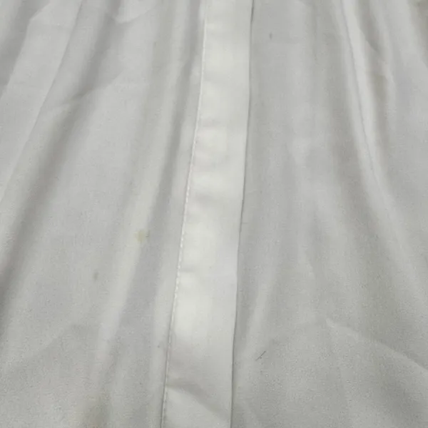 Zara White Button Down Blouse Blue Braided Tweed Trim‎ Gold Button Small - Image 5
