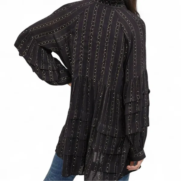 Anthropologie Black and Gold Tunic Top - Image 2
