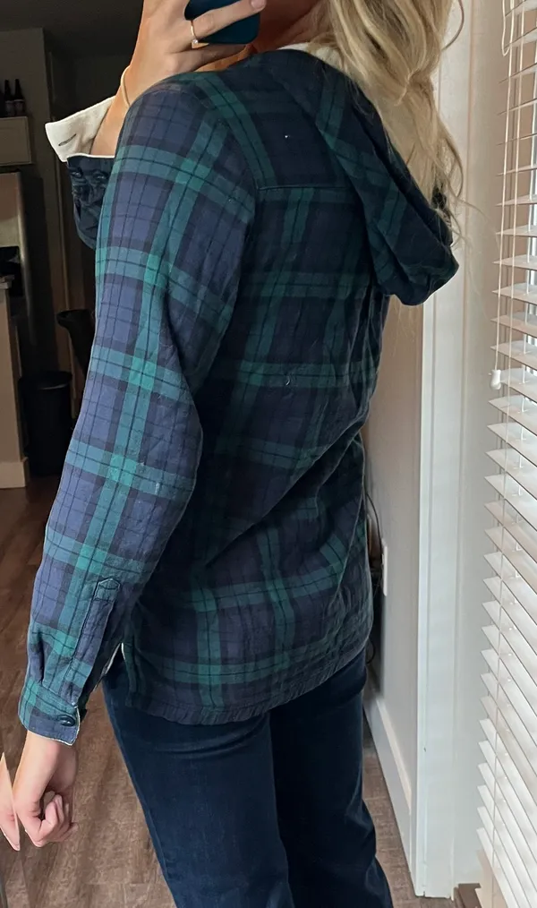 L.L.Bean Fleece Lined Flannel Hoodie - Image 6