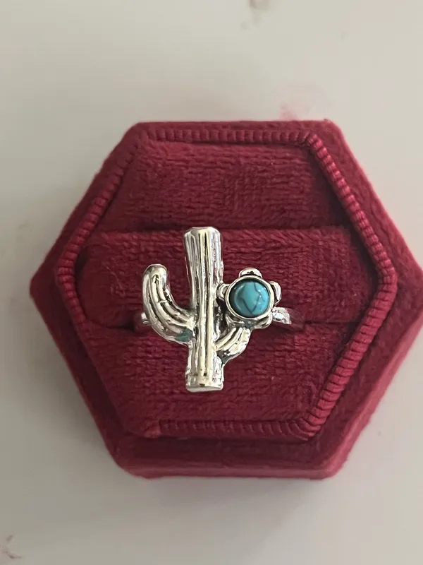 &merci Vintage Bohemian Design Faux Turquoise Statement Ring Size 7 NWT - Image 2