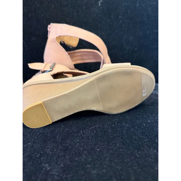 Dolcetta Delia Blush Pink Strappy Wedge‎ Sandals Fringed Detail Size 6M - Image 5