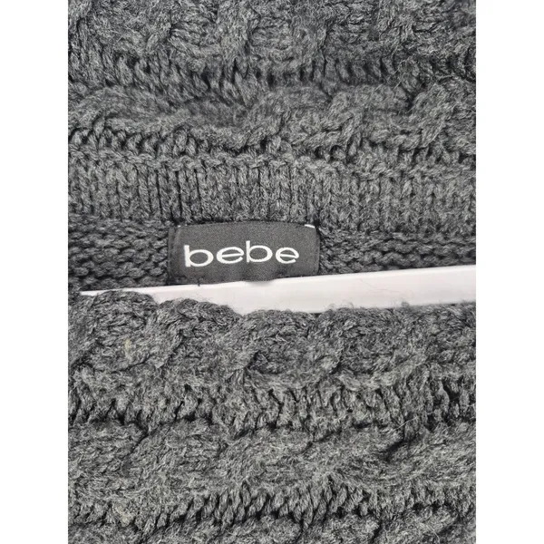 Bebe Womens Sweater Charcoal Grey Cowl Neck Cable Knit Chunky Small - Image 7