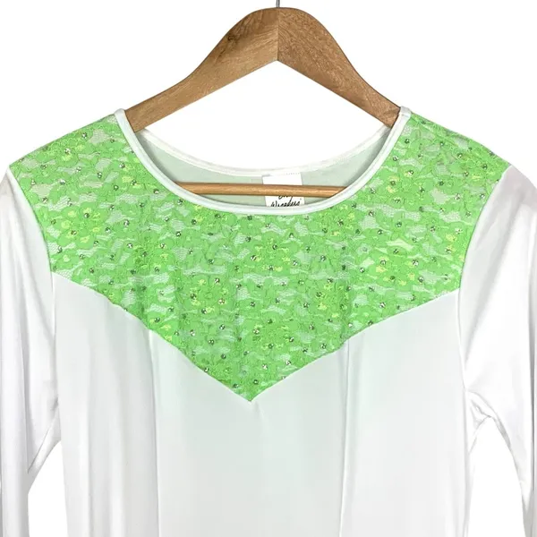 Body Wrappers Praise Dance Dress M White Green Praise Liturgical Worship White - Image 3