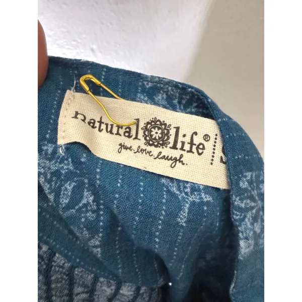 Natural Life Blue Floral Embroidered Smocked Waist Mini Skirt Small Boho - Image 4