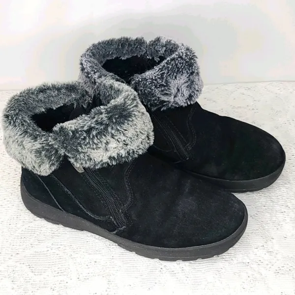 Khombu Jessica suede leather faux fur fall winter black boots sz 7 - Image 2