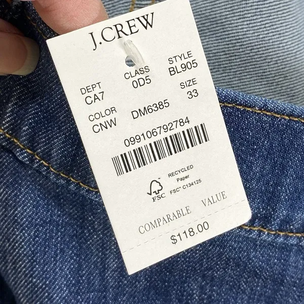 NWT J. Crew Wide Leg Denim‎ Trouser Pant In Signature Stretch Dark Wash Size 33 - Image 11