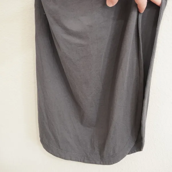 Daily Practice Grey Midi Dress Side Ruched Striped Trim Slit Athletic Athleisure - Image 4