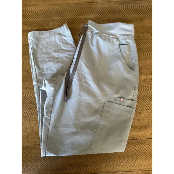 FIGS High Waisted Yola Skinny Scrub Pants Women's Large Light Blue Cargo - Image 2