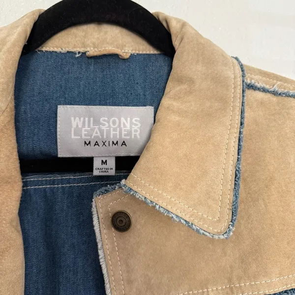 Wilson’s Leather Maxima Suede Leather Denim Lining Jacket Medium - Image 4