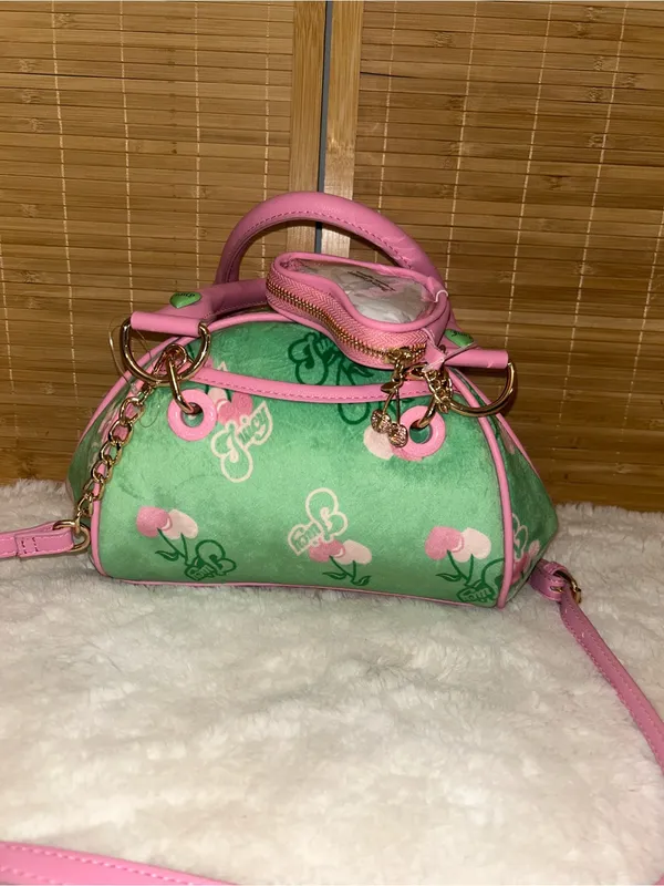 Juicy Couture Retro Cherry Satchel purse tote crossbody bag pink green NEW Y2K - Image 2