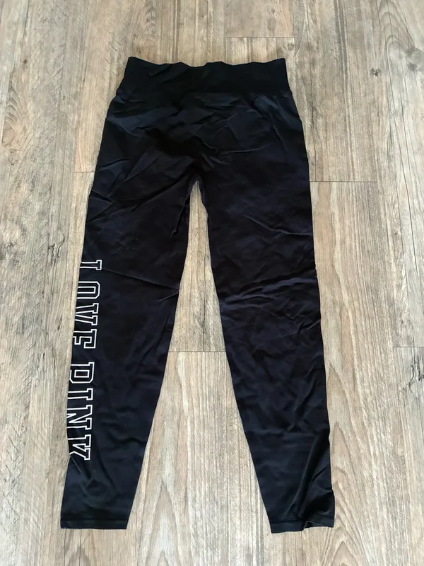 PINK Victoria’s Secret Black Active Leggings with Side Lettering - Image 3