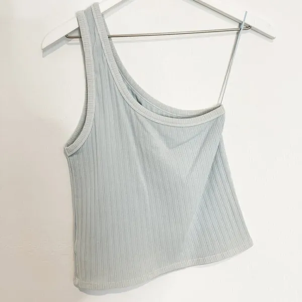 American‎ Eagle Top Size Large Blue Ribbed One Shoulder Asymmetric Garden Party - Image 8