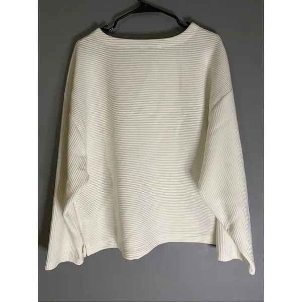 A New Day Cream Ivory Ribbed Pocket Drop Shoulder Shirt Size Large - Image 4